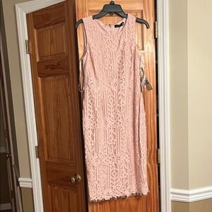 Ivanka Trump Blush Lace Midi Dress